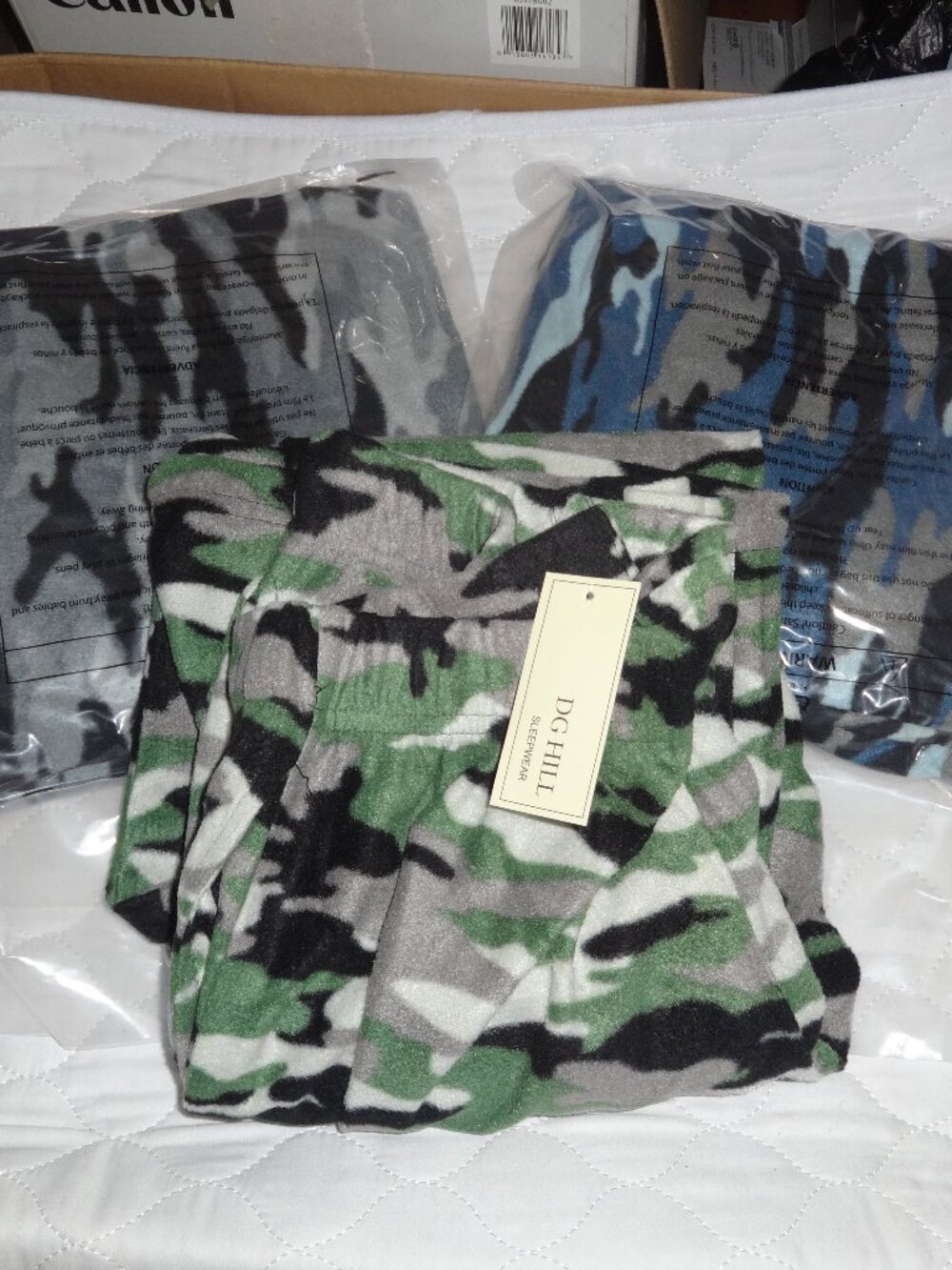 DG HILL TEEN BOYS FLEECE CAMO PAJAMA PANTS MENS SIZE XS NWT SET OF 3
